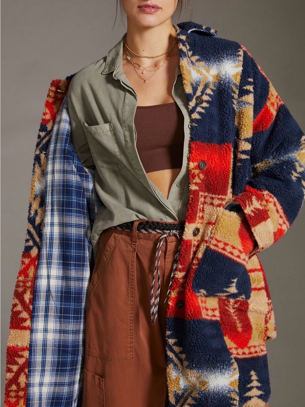 Anthropologie Pilcro Shetpa Duster Jacket Size Medium Red paterrn $169.95 - Picture 5 of 8